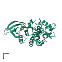 PDB entry 2uzn coloured by chain, top view.