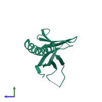 PDB entry 2uzr coloured by chain, side view.