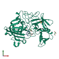 PDB entry 2v00 coloured by chain, front view.