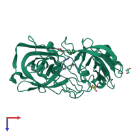 PDB entry 2v00 coloured by chain, top view.