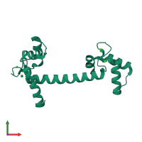 PDB entry 2v02 coloured by chain, front view.