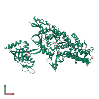 PDB entry 2v0c coloured by chain, front view.
