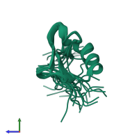 PDB entry 2v0e coloured by chain, ensemble of 20 models, side view.
