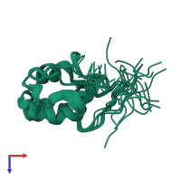 PDB entry 2v0f coloured by chain, ensemble of 20 models, top view.