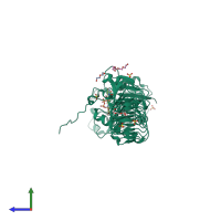 PDB entry 2v0i coloured by chain, side view.