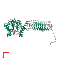 PDB entry 2v0i coloured by chain, top view.
