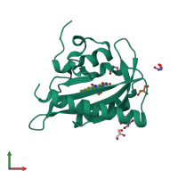 PDB entry 2v0u coloured by chain, front view.