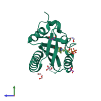 PDB entry 2v0u coloured by chain, side view.