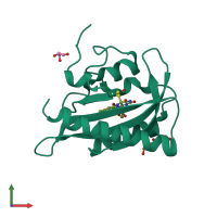 PDB entry 2v0w coloured by chain, front view.