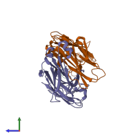 PDB entry 2v17 coloured by chain, side view.