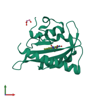 PDB entry 2v1a coloured by chain, front view.