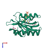 PDB entry 2v1a coloured by chain, top view.