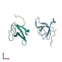 PDB entry 2v1r coloured by chain, front view.