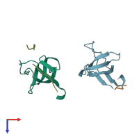PDB entry 2v1r coloured by chain, top view.