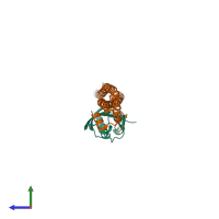 PDB entry 2v1y coloured by chain, side view.