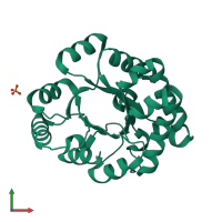 PDB entry 2v2d coloured by chain, front view.