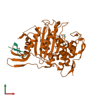 PDB entry 2v2f coloured by chain, front view.