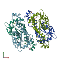 PDB entry 2v2g coloured by chain, front view.