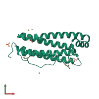 PDB entry 2v2j coloured by chain, front view.