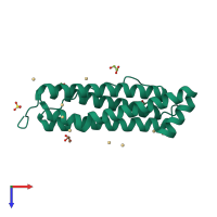 PDB entry 2v2j coloured by chain, top view.