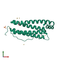 PDB entry 2v2l coloured by chain, front view.