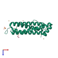 PDB entry 2v2l coloured by chain, top view.