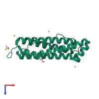 PDB entry 2v2m coloured by chain, top view.