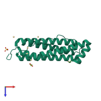 PDB entry 2v2p coloured by chain, top view.