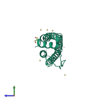 PDB entry 2v2r coloured by chain, side view.