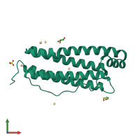 PDB entry 2v2s coloured by chain, front view.