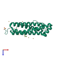 PDB entry 2v2s coloured by chain, top view.