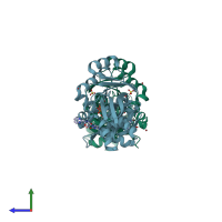 PDB entry 2v2v coloured by chain, side view.