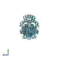 PDB entry 2v2z coloured by chain, side view.
