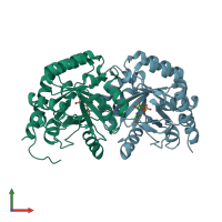 PDB entry 2v30 coloured by chain, front view.