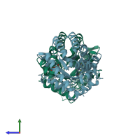 PDB entry 2v30 coloured by chain, side view.