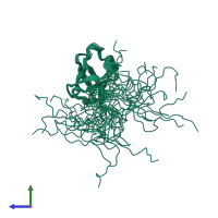 PDB entry 2v31 coloured by chain, ensemble of 20 models, side view.