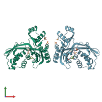 PDB entry 2v34 coloured by chain, front view.