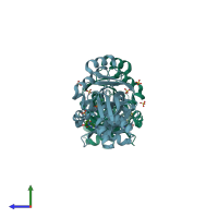 PDB entry 2v34 coloured by chain, side view.