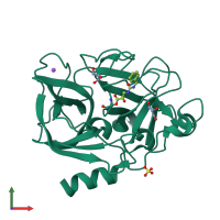 Monomeric assembly 1 of PDB entry 2v35 coloured by chemically distinct molecules, front view.