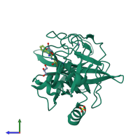 Monomeric assembly 1 of PDB entry 2v35 coloured by chemically distinct molecules, side view.