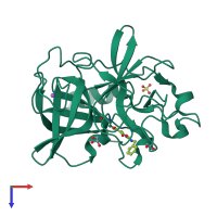 Monomeric assembly 1 of PDB entry 2v35 coloured by chemically distinct molecules, top view.