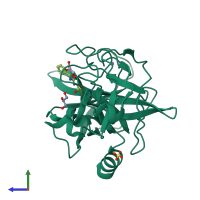 PDB entry 2v35 coloured by chain, side view.