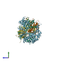 PDB entry 2v36 coloured by chain, side view.