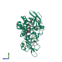 PDB entry 2v3a coloured by chain, side view.