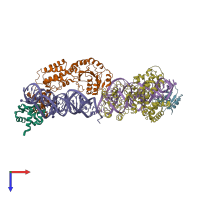PDB entry 2v3c coloured by chain, top view.
