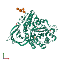 Monomeric assembly 1 of PDB entry 2v3f coloured by chemically distinct molecules, front view.