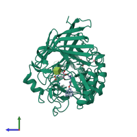 PDB entry 2v3i coloured by chain, side view.