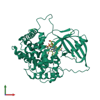 PDB entry 2v3p coloured by chain, front view.