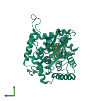 PDB entry 2v3p coloured by chain, side view.