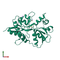 PDB entry 2v3u coloured by chain, front view.